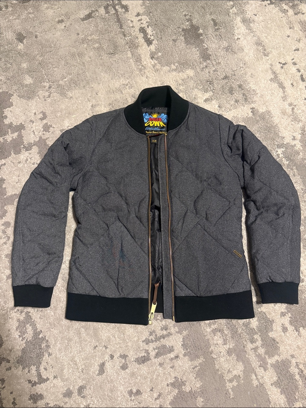 Eddie Bauer Quilted Bomber Jacket in Dark Gray